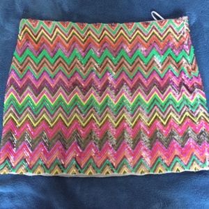 Haute Hippie rainbow sequin mini skirt
